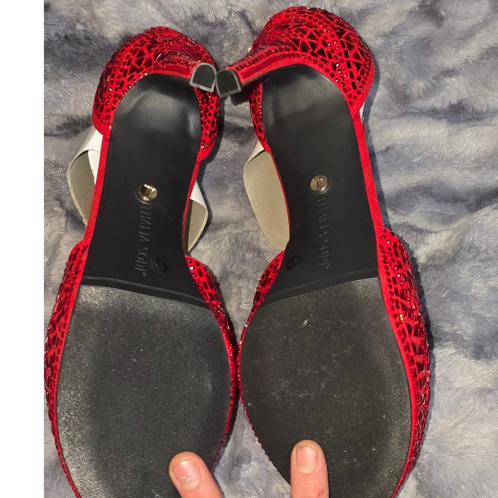 Thalia‎ Sodi Chacey Stiletto Red Rhinestone T-Strap Platform pump Womens 11 - Picture 8 of 8